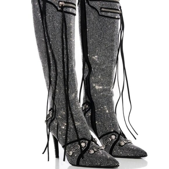 AZALEA WANG " THE MONARCH  MAVERICK "  STILETTO BOOT SILVER ( BRAND NEW !!!!!!! - Picture 1 of 14